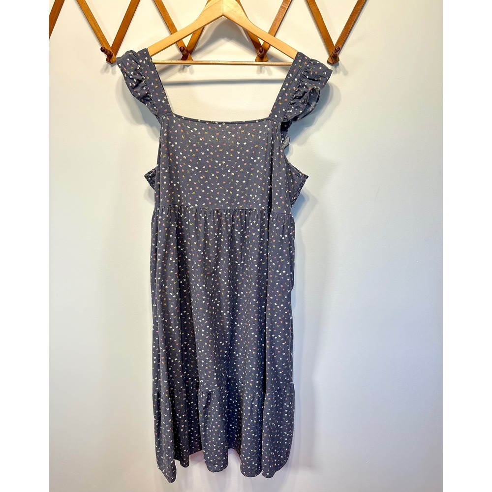 Universal Thread Blue Floral Smocked Tiered Cotton Dress 1X Plus Size Sundress